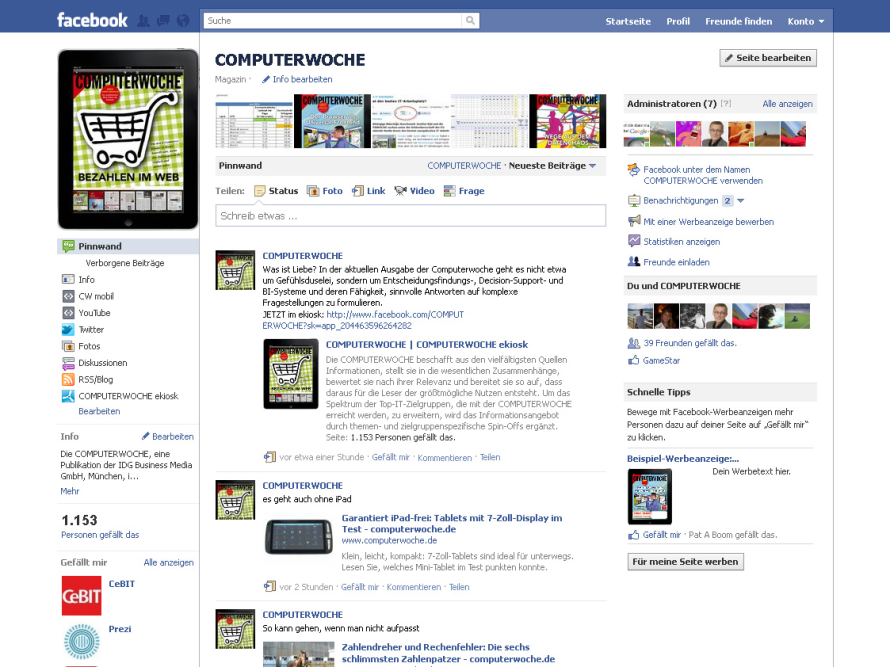 Die Seite von COMPUTERWOCHE bei Facebook - auch ein Schritt zur Anpassung an Consumer IT: Laut IDC gilt es, diesen Trend zu nutzen, nicht zu verdammen. 