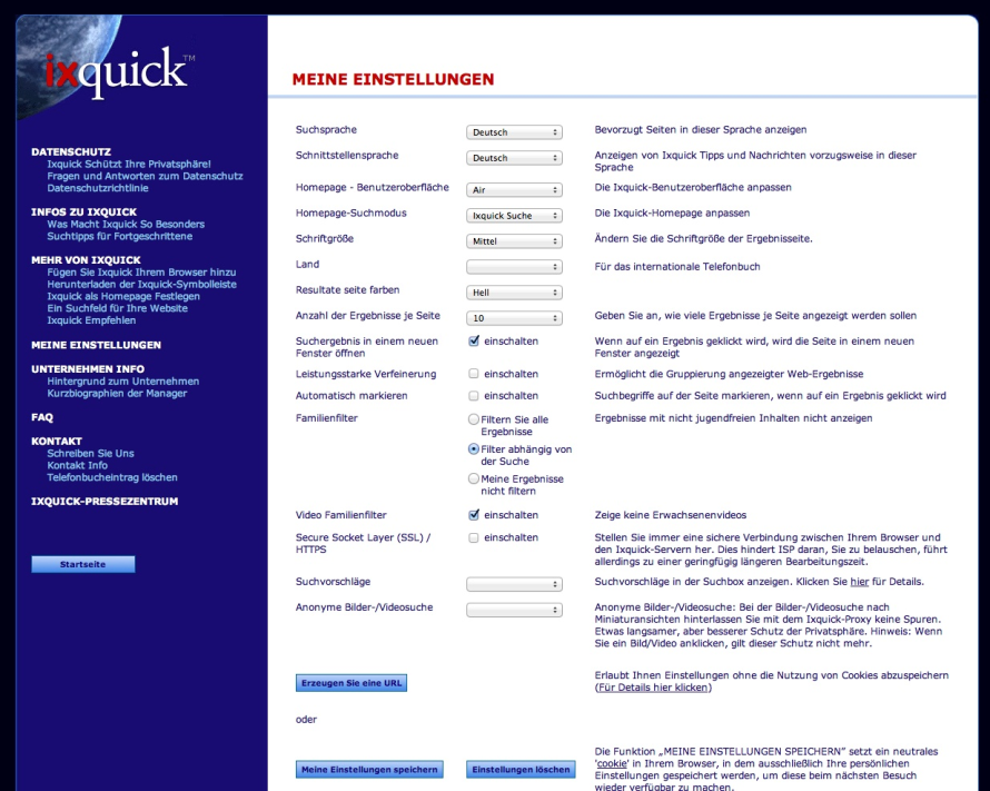Die erweiterte Suche bietet auch einen Jugenschutzfilter.