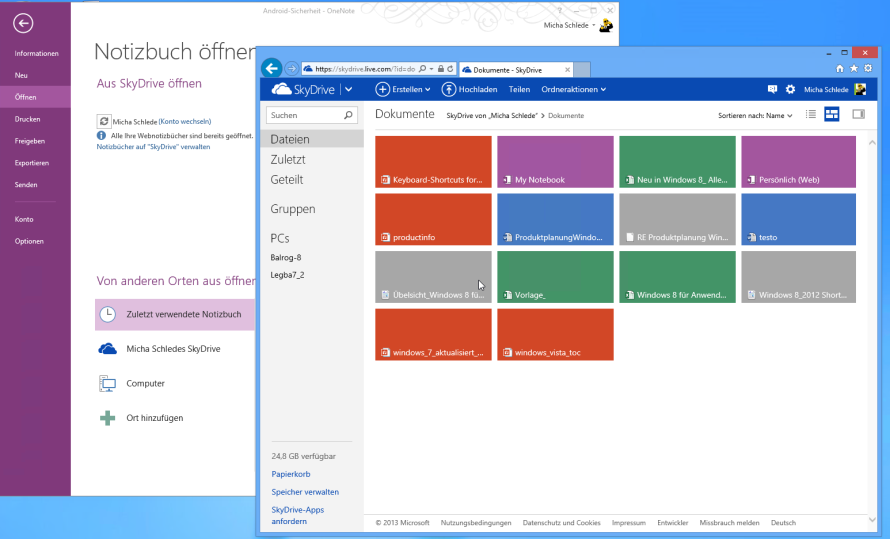 OneNote ist in der Version 2013 sehr eng mit dem Online-Speicher Skydrive verbunden, was die Verwaltung der Wissensdatenbank deutlich erleichtert.