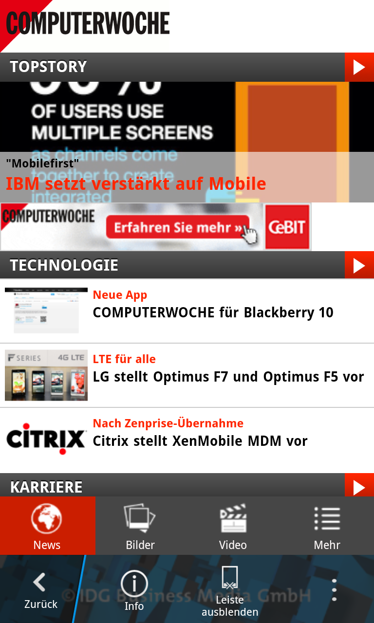 CW-News-App: Mobil informiert mit dem Blackberry Z10