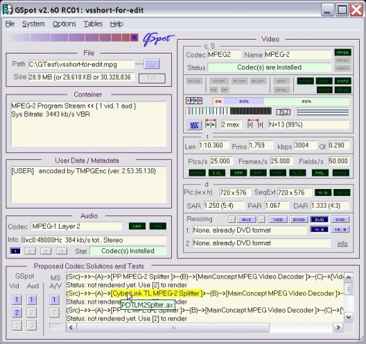 G-Spot: Zeigt benötigten Codec an