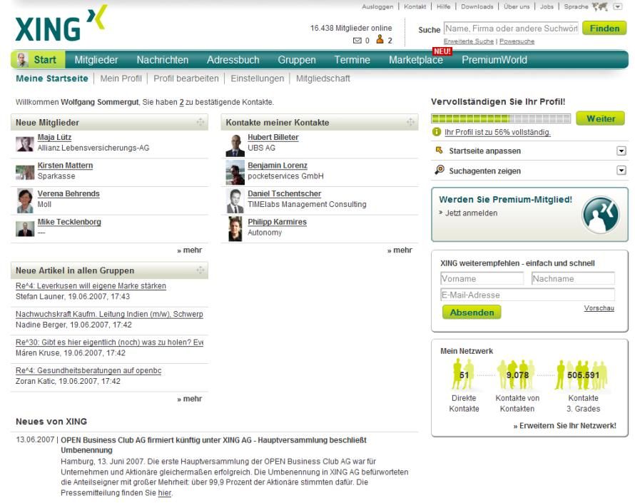 Xing (ehemals OpenBC) gilt als Musterbeispiel für Social Software im öffentlichen Web. Im Intranet gelten indes andere Regeln für Communities.