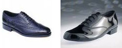 Die kleine Business-Schuh-Kunden: Brogue (links), Oxford (rechts).