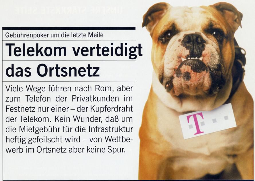 Verbissen verteidigte die Telekom in den ersten Jahren des Wettbewerbs ihre Vormachtstellung auf der letzten Meile zum Kunden. (Bild aus Computerwoche Spezial 1998)