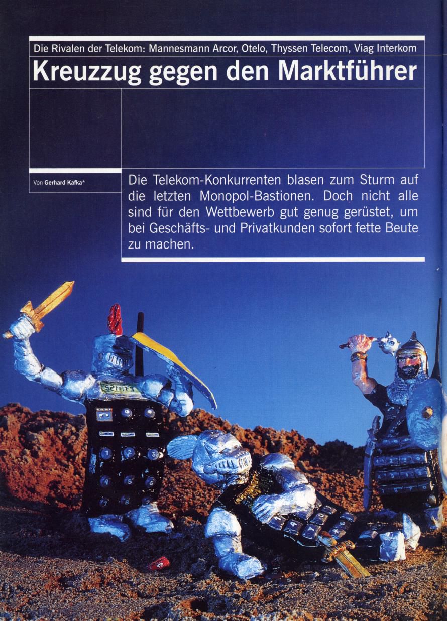 Mit markigen Sprüchen riefen die Telekom-Konkurrenten zum Kreuzzug gegen den Monopolisten auf (Bild aus Computerwoche Spezial 1997). 