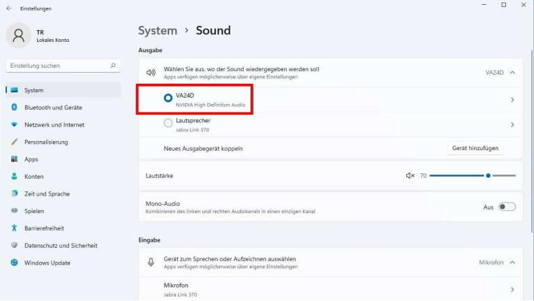 Windows 11: Standard-Audiogerät festlegen