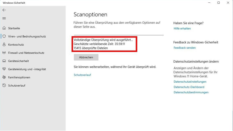 Windows 11: Mit dem Microsoft Defender nach Viren suchen