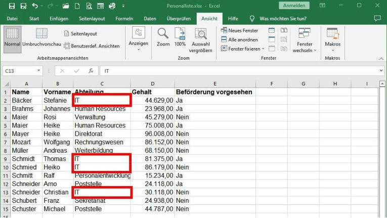 Excel: Beliebige Zellen mit gleichem Inhalt füllen