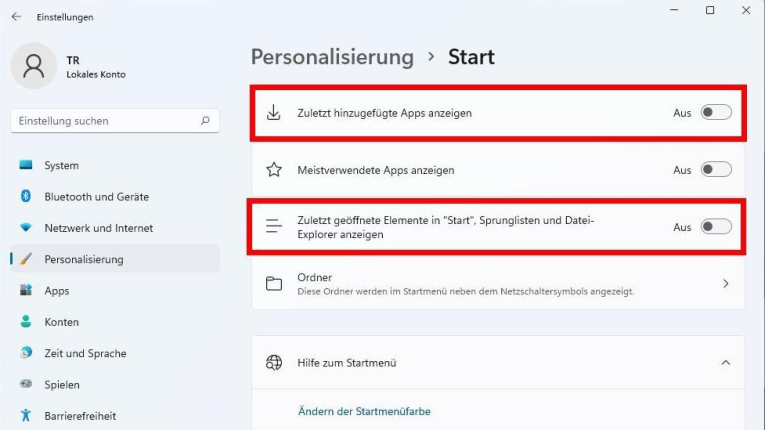 Windows 11: Empfohlen-Einträge im Startmenü entfernen