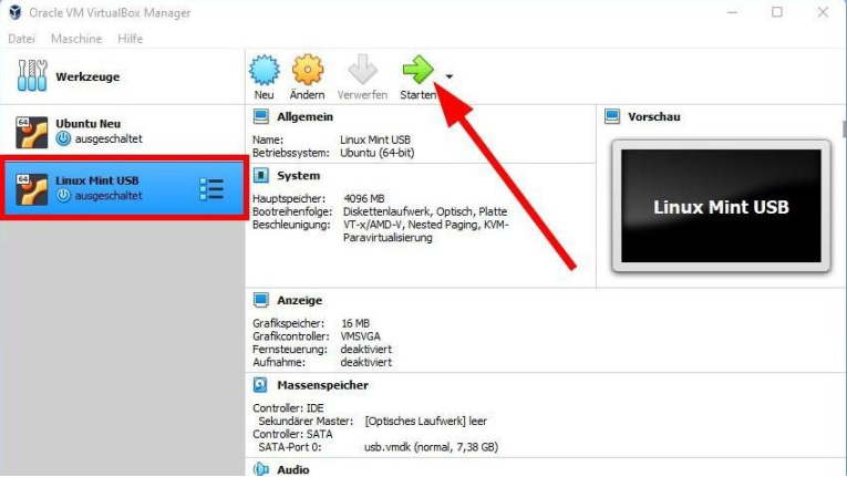 VirtualBox: Von USB-Stick booten