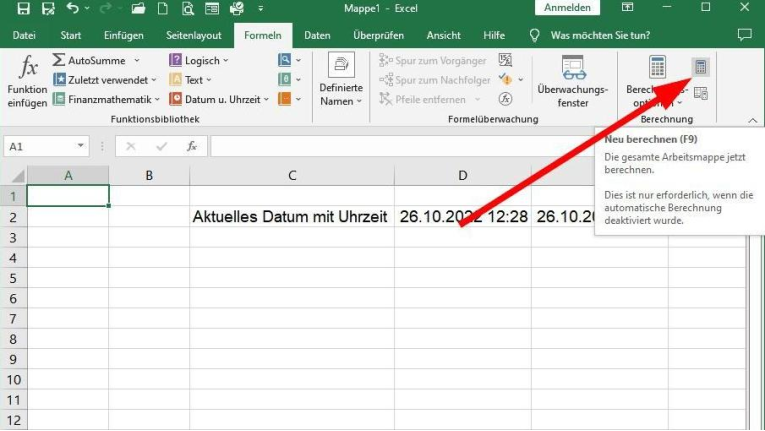 Excel: Aktuelles Datum schnell einfügen