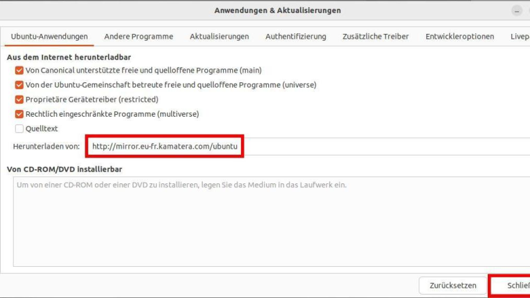 Ubuntu Linux: Schnelleren Update-Server einstellen