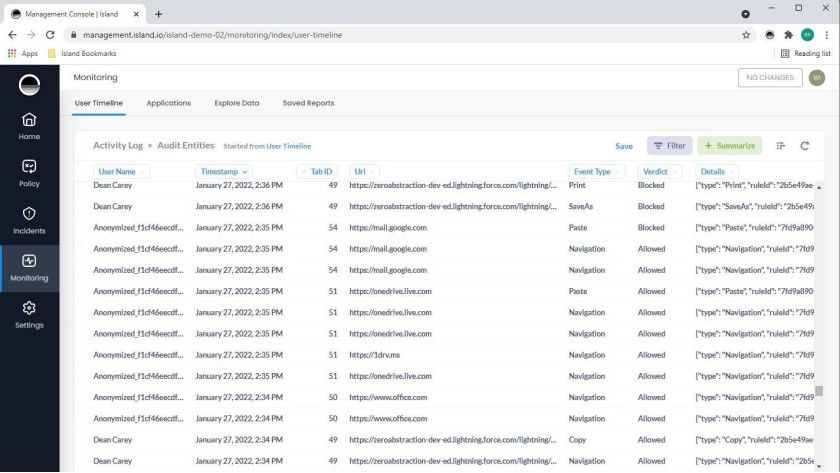 Audit Logging - damit werden die Benutzeraktivit&auml;ten in der Island-Verwaltungskonsole protokolliert. 